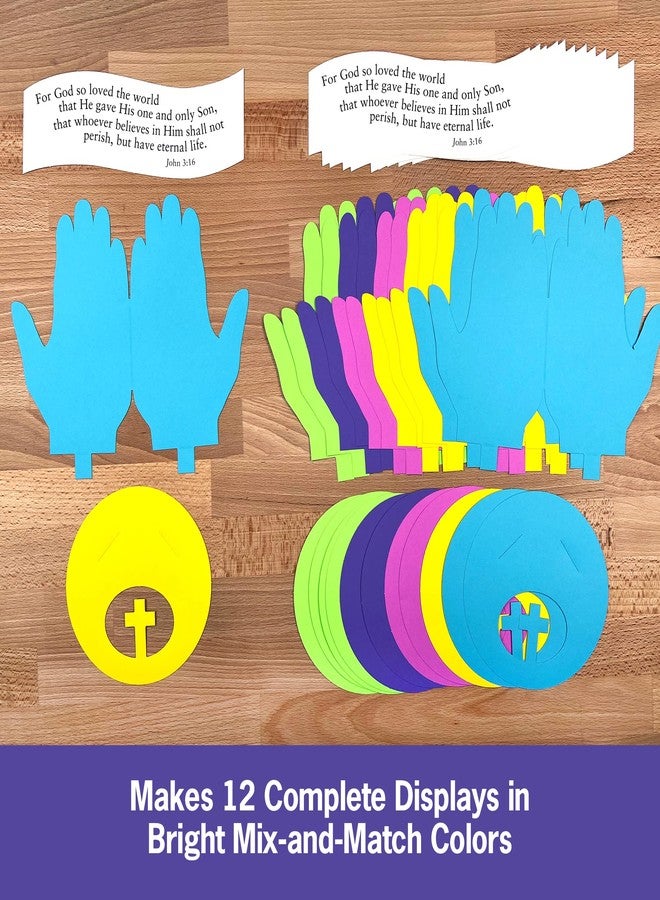 مجموعة FreshCut Crafts John 3:16 Punch-Out 3D Paper Kit، 12 قطعة عرض ملونة لتزيين الطاولة، حرفة كتاب مقدس للأطفال من سن 5 سنوات فما فوق، مثالية لمدارس الأحد، والأنشطة الكنسية، والتعليم المنزلي، وتزيين الفصول الدراسية - Image 2